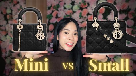 my lady dior dimensions|lady dior mini vs small.